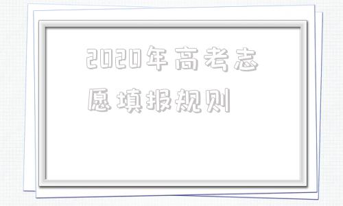 2020年高考志愿填报规则(2020年高考志愿填报表样表下载)