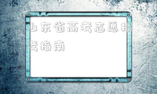 山东省高考志愿报考指南(山东省高考志愿报考指南学校代码)