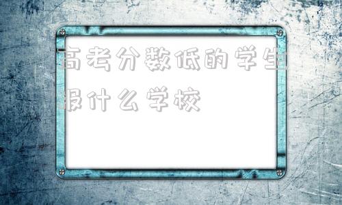 高考分数低的学生报什么学校的简单介绍